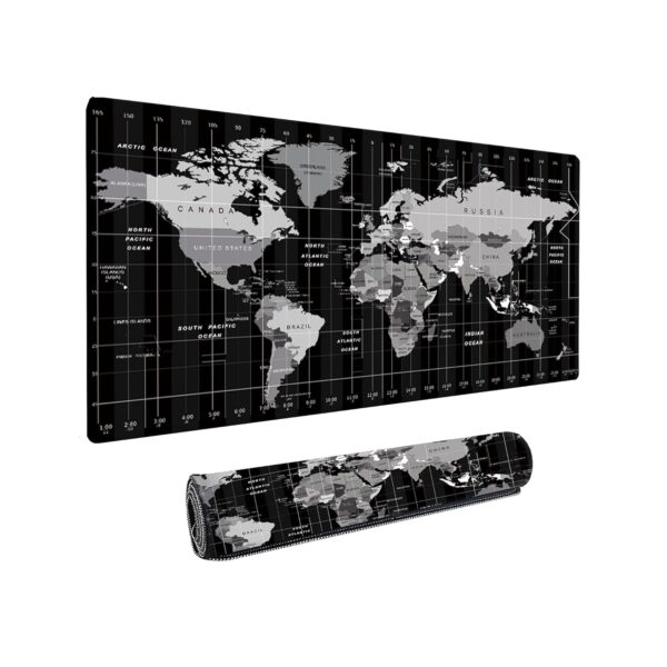 Dyazo Large World Map Anti-Slip Extended Desk Mat| Mouse Pad | Water Resistant Mat for Laptop| Computer Size 800 x 300 mm (Black No Logo)