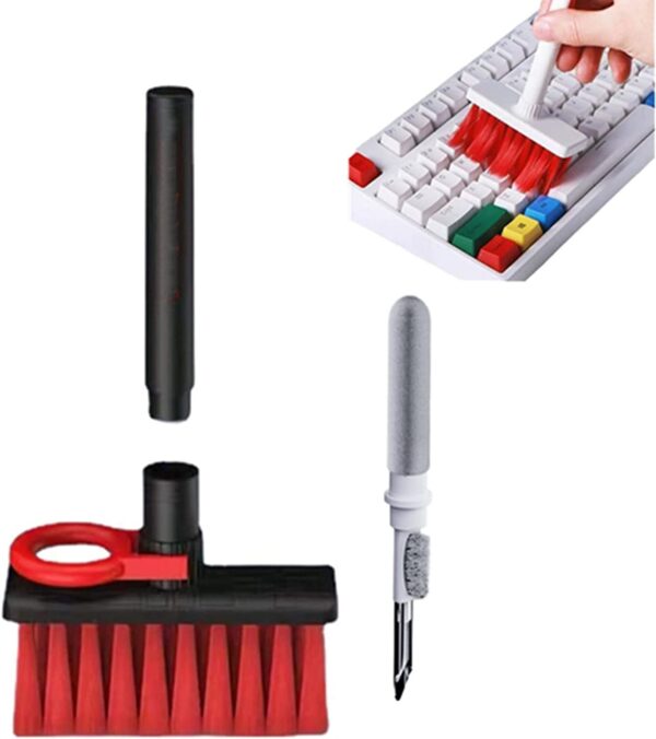 SWAPKART 5-in-1 Cleaning Soft Brush Keyboard Cleaner, Multi-Function Computer Tools Kit Corner Gap Duster Key-Cap Puller for Bluetooth Earphones, Laptop Air-pods & Pro Camera Lens (Random Colour)