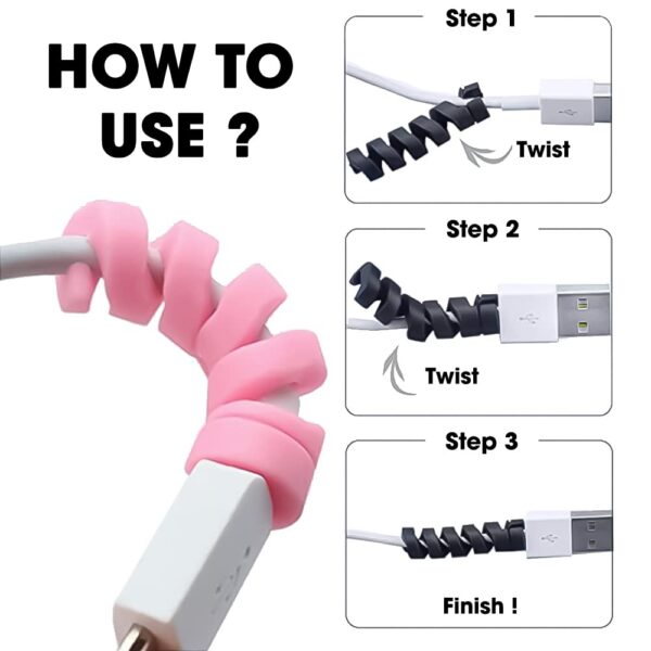 Sounce Spiral Charger Cable Protector Data Cable Saver Charging Cord Protective Cable Cover Headphone MacBook Laptop Earphone Cell Phone Set of 3 (Cable Protector (12 Units) - Image 5