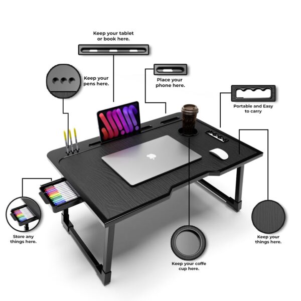 Rellon Industries Study Table for Students Bed Table for Study Foldable Laptop Table Portable & Lightweight Mini Table Bed Reading Table,Laptop Stands, Laptop Desk (A1) - Image 3