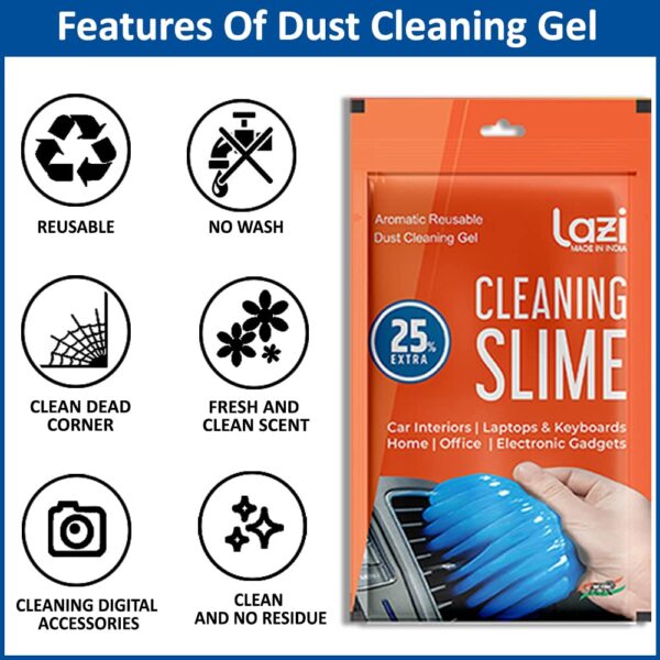 LAZI (Blue Pack 1) 100gm Multipurpose Laptop Keyboard Cleaner Dust Cleaning Kit Slime Gel Jelly Putty Magic Super Clean Gel Keyboard Laptop Car Dashboard Accessories Electronic Gadget Product Cleaner - Image 5