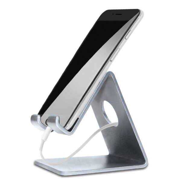 Elv Desktop Cell Phone Stand Tablet Stand, Aluminum Stand Holder for Mobile Phone and Tablet (Up to 10.1 inch) - Silver Tabletop