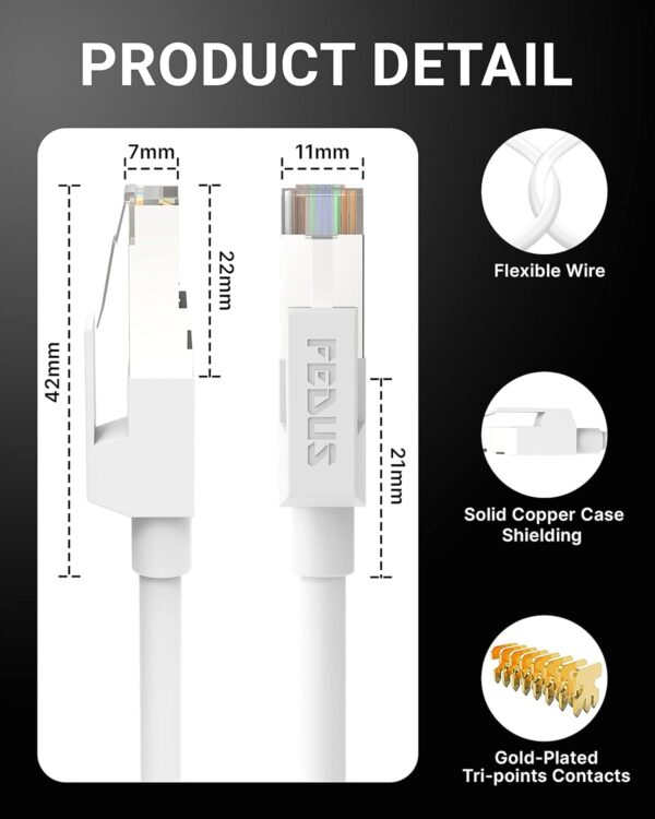 FEDUS Cat6 Ethernet Cable, 10 Meter High Speed 550MHZ / 10 Gigabit Speed UTP LAN Cable, Network Cable Internet Cable RJ45 Cable LAN Wire, Patch Computer Cord Gigabit Category 6 Wires for Modem - Image 6