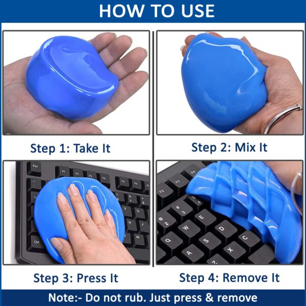 LAZI (Blue Pack 1) 100gm Multipurpose Laptop Keyboard Cleaner Dust Cleaning Kit Slime Gel Jelly Putty Magic Super Clean Gel Keyboard Laptop Car Dashboard Accessories Electronic Gadget Product Cleaner - Image 2