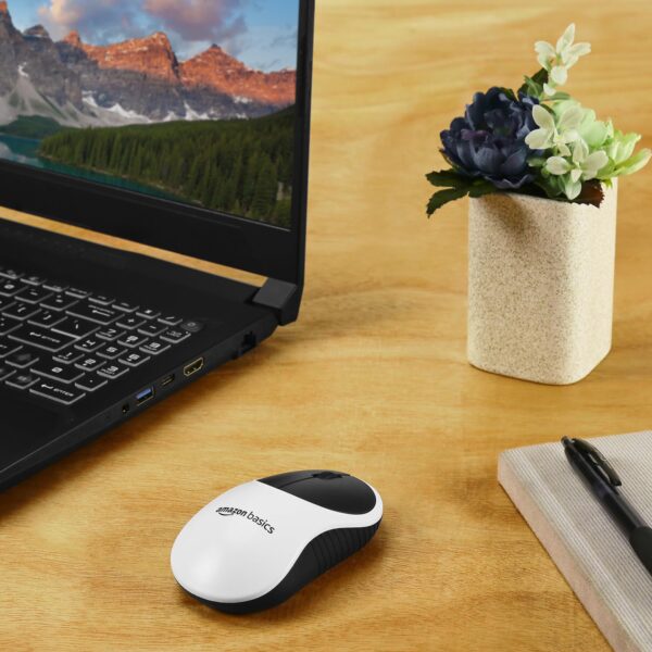 amazon basics Wireless Mouse | 2.4 Ghz with USB Nano Receiver | 1000 DPI Optical Tracking | Compatible with PC & Laptop (White & Black) - Image 5