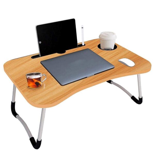 AUNO Homes Table Laptop Study Bed Home Wooden Foldable Students Stand Office Computer Desk Folding Work Tables Laptops Portable (Wood), 40 Centimeters, 60 Centimeters - Image 3