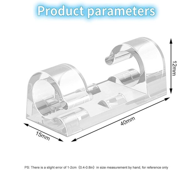 Jaini Enterprise Pack of 20 Pcs Cable Clips with Strong Self-Adhesive Wire Holder for Car, Office and Home Wire Organizer Accessories Office, Laptop, Computer (Transparent) - Image 5