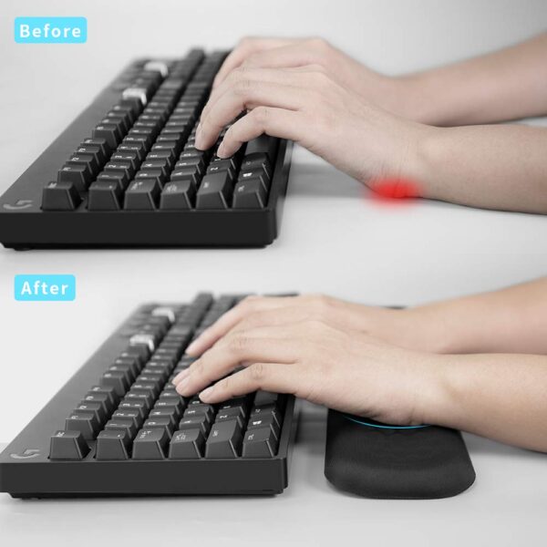 VAYDEER Keyboard Wrist Rest Pad Padded Memory Foam Hand Rest Support for Office, Computer, Laptop, Mac Typing and Wrist Pain Relief and Repair(17.32inch,Black) - Image 2