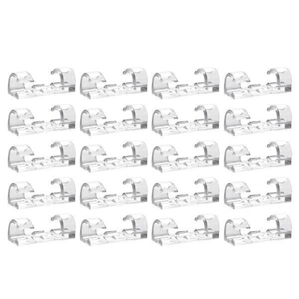 Jaini Enterprise Pack of 20 Pcs Cable Clips with Strong Self-Adhesive Wire Holder for Car, Office and Home Wire Organizer Accessories Office, Laptop, Computer (Transparent)