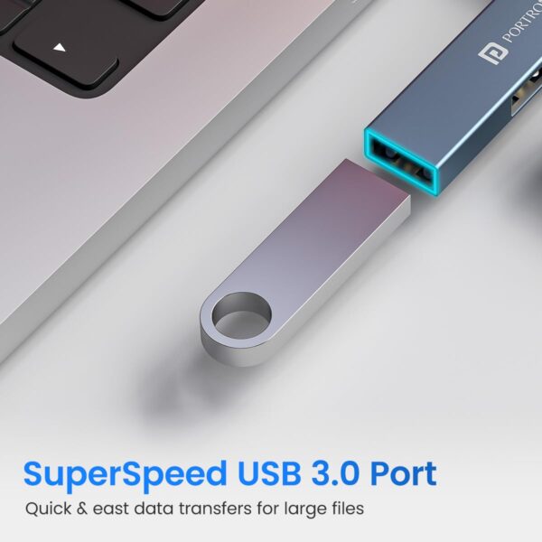 Portronics Mport Mino A USB 3.0 Hub (3-in-1) with USB 3.0 SuperSpeed, Compact L-Shape Design, 2-Port USB 2.0 High-Speed, USB Plug, Metal Alloy Body, for Laptop, PC, Mac (Grey) - Image 6