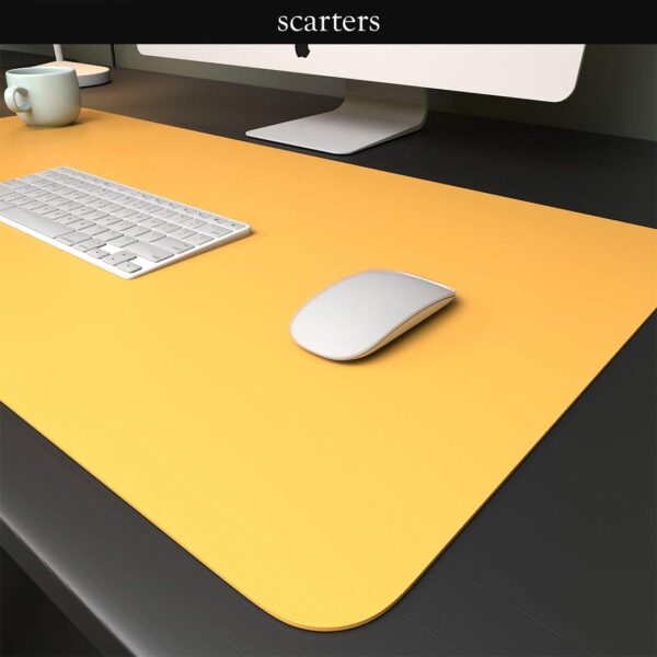 Scarters Desk mat | Desk Accessories for Work from Home and Office | Extended Mouse Pad | Reversible (Blue & Yellow) | 90 * 45cm | Anti Slip, Vegan PU - Image 6