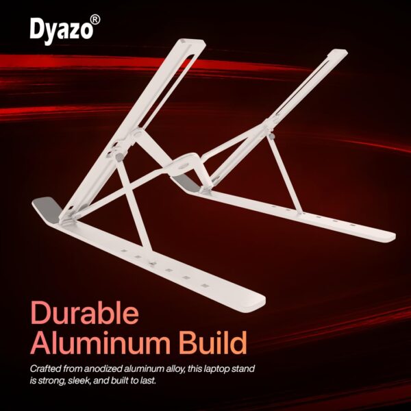 Dyazo 6 Angles Adjustable Aluminum Ergonomic Foldable Portable Tabletop Laptop/Desktop Riser Stand Holder Compatible for MacBook, HP, Dell, Lenovo & All Other Notebook (Silver) - Image 4