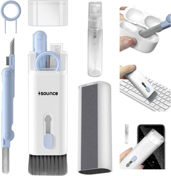 Sounce 7 in 1 Electronic Cleaner Kit, Keyboard Cleaner Kit with Brush, 3 in 1 Cleaning Pen for AirPods Pro, Multifunctional Cleaning Kit for Earphone, Keyboard, Laptop, Phone, PC Monitor (Grey) - Image 6