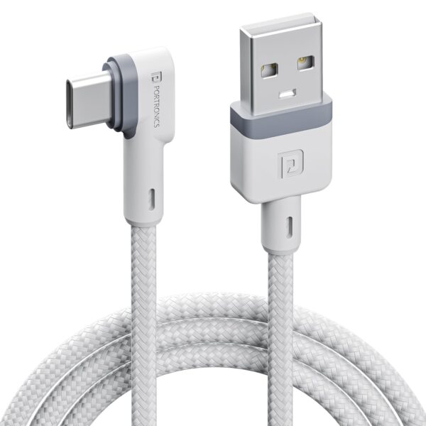 Portronics Konnect L POR-1403 Fast Charging 3A Type-C Cable 1.2 Meter with Charge & Sync Function for All Type-C Devices (White)