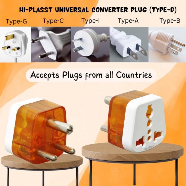 Hi-PLASST 6amp to 13amp 3pin Plug Type D Adapter (Pack of 2) // (USA, UK, Canada, Europe) to India Travel Adaptor Three Pin Converter Universal Socket for Home,Offices, Hotels for Mobiles & Laptop - Image 7