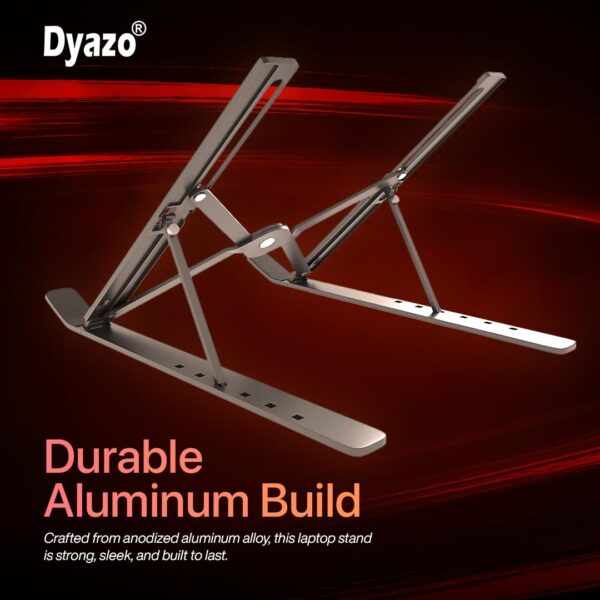 Dyazo Zigzag Height Adjustable Ventilated Aluminium Tabletop Laptop Stand with 6 Angles Multi-Angle Compatible for MacBook Air Pro, HP, Lenovo, Dell & Other 10-15.6'' Laptops, Notebooks (Space Grey) - Image 3