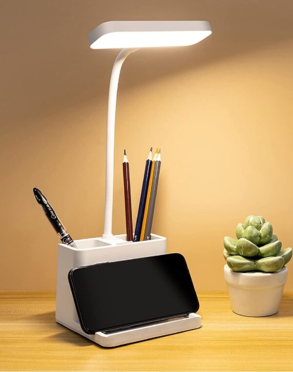 SaleOn Rechargeable 3 Color Light Desk Lamp  Study Lamp Table Lamp Touch Lamp with Pen Mobile Holder Eye Care Adjustable Reading Lamp Student Eye Protection Non Flickering Warm Light