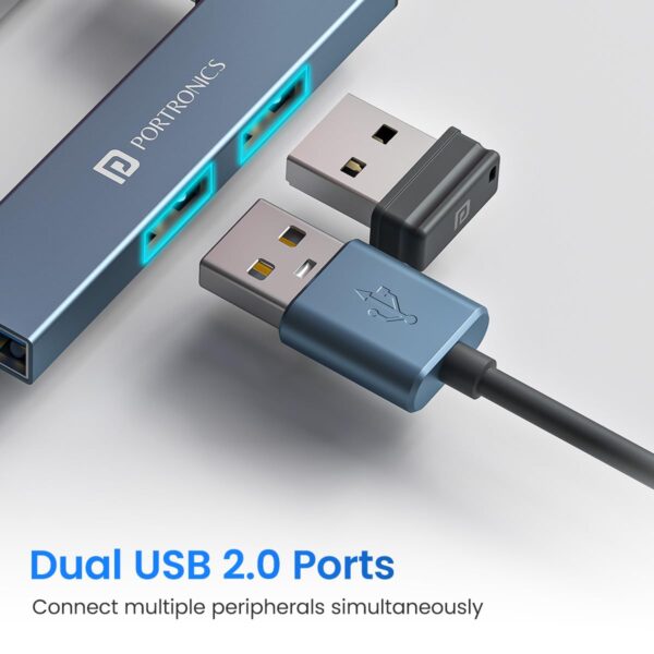 Portronics Mport Mino A USB 3.0 Hub (3-in-1) with USB 3.0 SuperSpeed, Compact L-Shape Design, 2-Port USB 2.0 High-Speed, USB Plug, Metal Alloy Body, for Laptop, PC, Mac (Grey) - Image 7