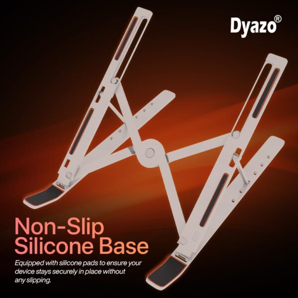 Dyazo 6 Angles Adjustable Aluminum Ergonomic Foldable Portable Tabletop Laptop/Desktop Riser Stand Holder Compatible for MacBook, HP, Dell, Lenovo & All Other Notebook (Silver) - Image 8