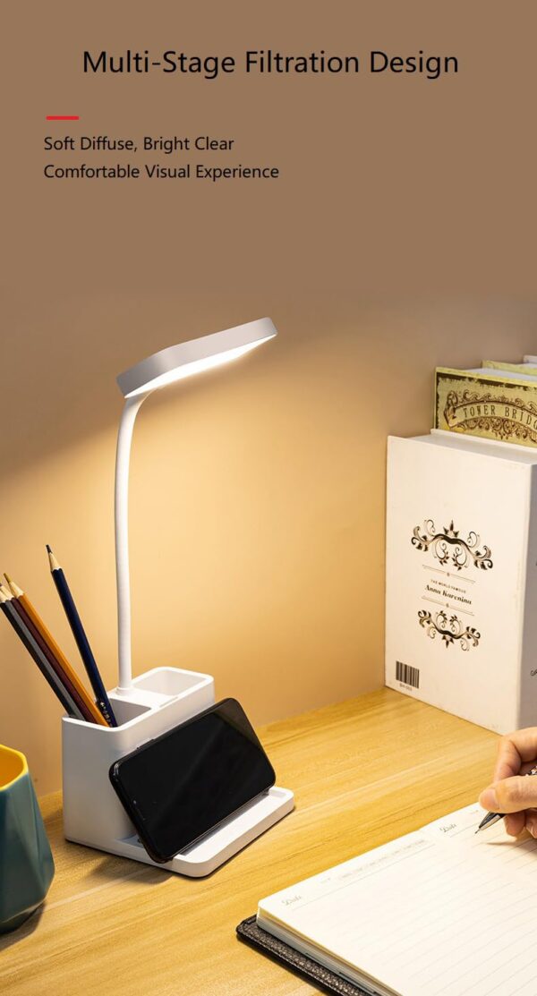 SaleOn Rechargeable 3 Color Light Desk Lamp  Study Lamp Table Lamp Touch Lamp with Pen Mobile Holder Eye Care Adjustable Reading Lamp Student Eye Protection Non Flickering Warm Light - Image 6