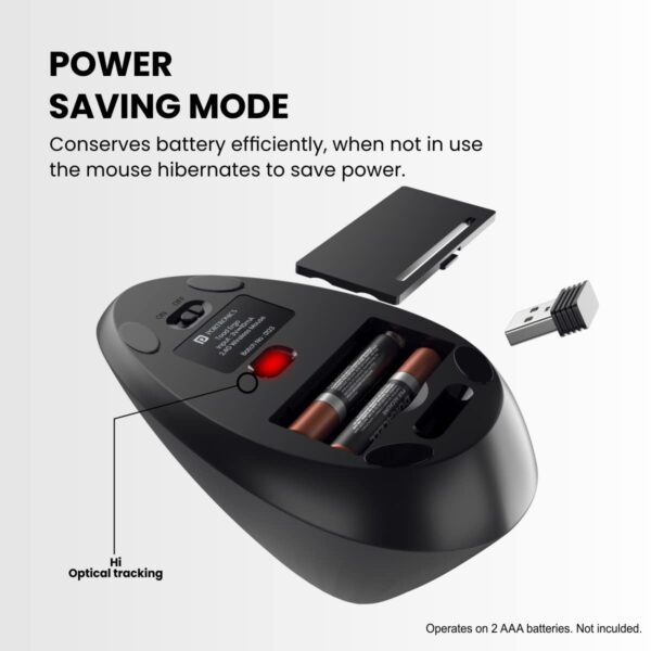 Portronics Toad Ergo Vertical Advanced Wireless Ergonomic Mouse 2.4Ghz, 6D Button, Wrist Support, Adjustable DPI Upto 1200, Supports Hand Posture(Black) - Image 7