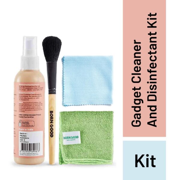 Born Good 4-in-1 Plant-Based Electronics & Gadget Disinfectant Cleaner Kit - Non-Toxic Formula for Laptop, Smartphone, Monitor, Tablet, Camera, TVs - 2 Microfiber Cloths & Soft Brush (100ml) - Image 6