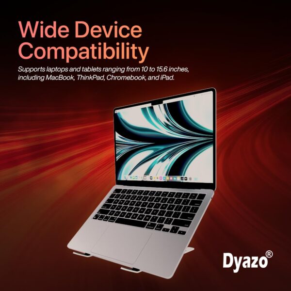 Dyazo 6 Angles Adjustable Aluminum Ergonomic Foldable Portable Tabletop Laptop/Desktop Riser Stand Holder Compatible for MacBook, HP, Dell, Lenovo & All Other Notebook (Silver) - Image 6