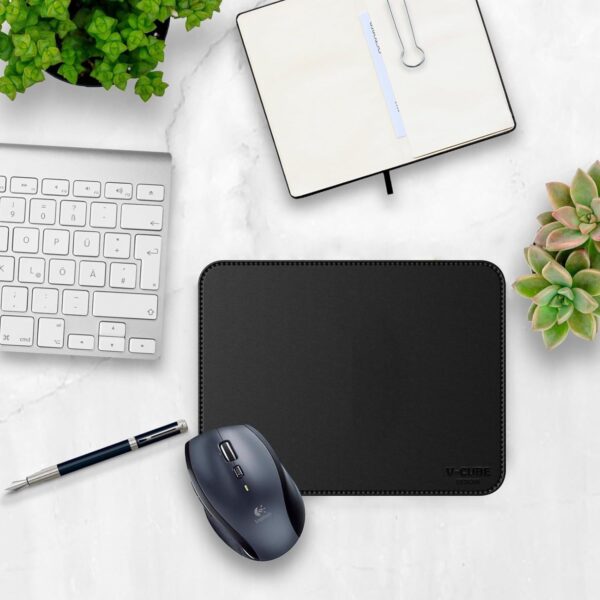 V-CUBE DESIGNS Premium Vegan Leather Mouse Pad |25X21cm| 2.4mm Thick(Padded)|Stitched, Reversible use, Splash-Proof, Anti-Skid for Gaming, Computer, Laptop, Home&Office in a Fresh Modern Design| Black - Image 5