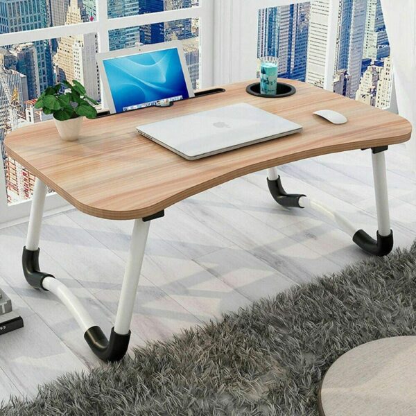 AUNO Homes Table Laptop Study Bed Home Wooden Foldable Students Stand Office Computer Desk Folding Work Tables Laptops Portable (Wood), 40 Centimeters, 60 Centimeters - Image 6