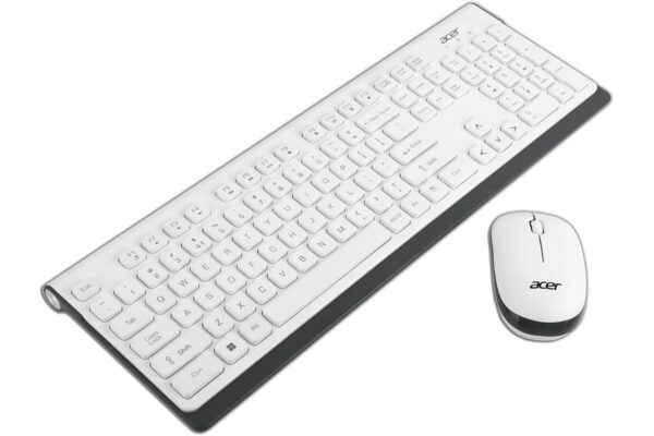 Acer Wireless Keyboard & Mouse Combo with Attractive Durable Design, 2.4GHz Nano Receiver, 10m Range, Indian Rupee Key Code, 1600 DPI, 10M Keystrokes Life for Microsoft Windows and Mac OS(White/Grey)