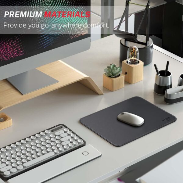 V-CUBE DESIGNS Premium Vegan Leather Mouse Pad |25X21cm| 2.4mm Thick(Padded)|Stitched, Reversible use, Splash-Proof, Anti-Skid for Gaming, Computer, Laptop, Home&Office in a Fresh Modern Design| Grey - Image 3