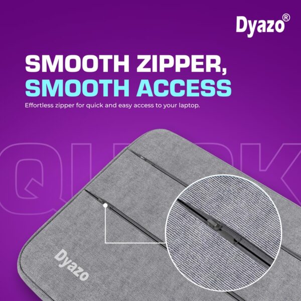 Dyazo Water Resistant Laptop Sleeve with Handle Compatible for 15 Inch to 15.6" Inches laptops & Notebooks - Grey - Image 6