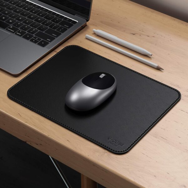 V-CUBE DESIGNS Premium Vegan Leather Mouse Pad |25X21cm| 2.4mm Thick(Padded)|Stitched, Reversible use, Splash-Proof, Anti-Skid for Gaming, Computer, Laptop, Home&Office in a Fresh Modern Design| Black - Image 2