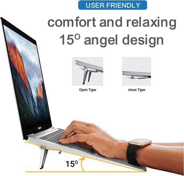 iTronix Portable Invisible Laptop Riser Stand | Mini Aluminum Cooling Pad, Lightweight Laptop Desk Stand for MacBook, Lenovo, Dell, HP & Other Laptops - Image 3