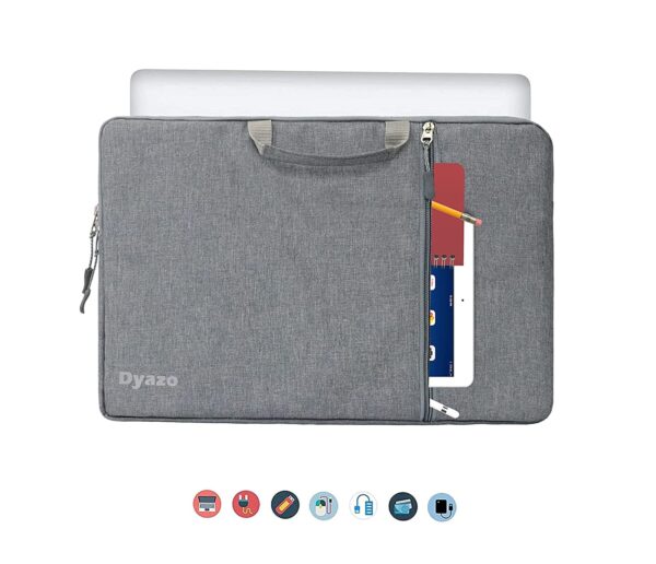 Dyazo 14 Inch Laptop Sleeve | Cover | Case With Handle & One Front Accessories Pocket Compatible For Chromebooks Macbook Chromebook & Other Laptops Computer Upto 14 Inches (Grey) - Image 5