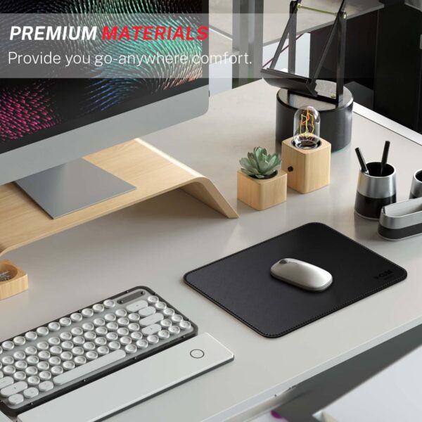 V-CUBE DESIGNS Premium Vegan Leather Mouse Pad |25X21cm| 2.4mm Thick(Padded)|Stitched, Reversible use, Splash-Proof, Anti-Skid for Gaming, Computer, Laptop, Home&Office in a Fresh Modern Design| Black - Image 3