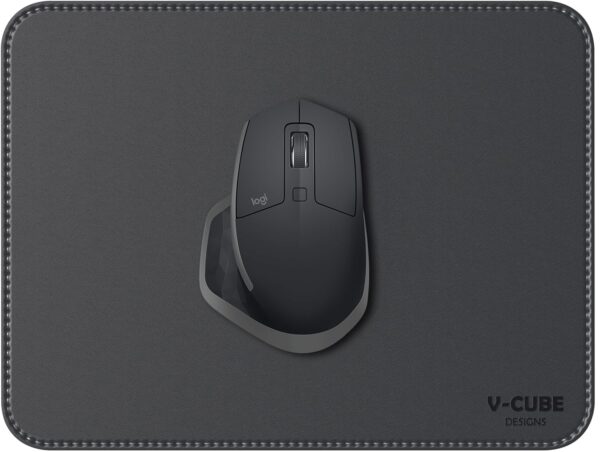 V-CUBE DESIGNS Premium Vegan Leather Mouse Pad |25X21cm| 2.4mm Thick(Padded)|Stitched, Reversible use, Splash-Proof, Anti-Skid for Gaming, Computer, Laptop, Home&Office in a Fresh Modern Design| Grey