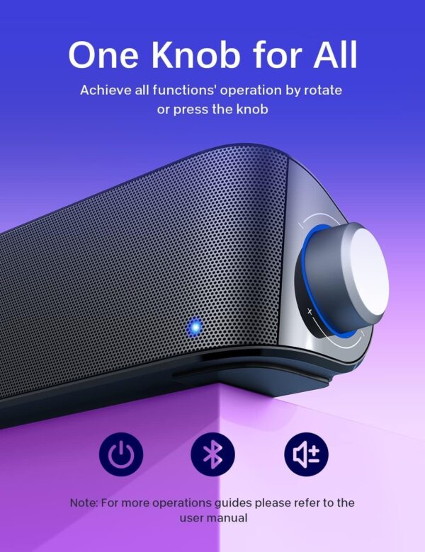 Nylavee Bluetooth Soundbar Speakers,Hifi Sound Quality Sound Bar,Usb Powered Pc Speakers,Bluetooth 5.0 And 3.5Mm Aux-In Computer Speakers For Desktop,Laptop,Pcs,Monitor,Tablets,Xbox,Gaming Speakers - Image 4