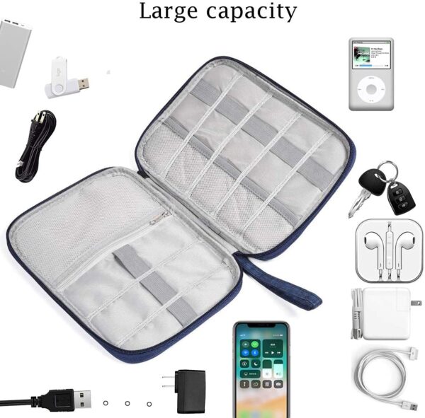 Styleys Electronics Organizer Bag Waterproof Carrying Pouch Travel Universal Cable Organizer Electronics Storage Bag Accessories Cases for Cord, Charger, Earphone, USB, SD Card (Grey - S11089) - Image 3