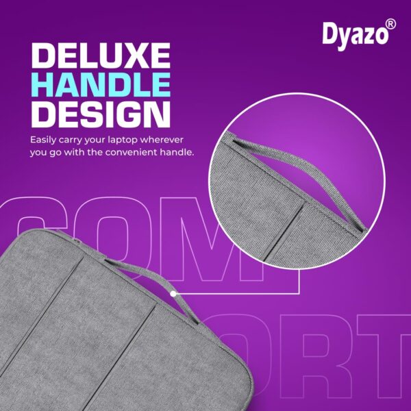 Dyazo Water Resistant Laptop Sleeve with Handle Compatible for 15 Inch to 15.6" Inches laptops & Notebooks - Grey - Image 3