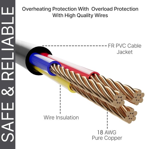 FEDUS 3M Computer Power Cable Cord for Desktops PC and Printers/Monitor SMPS Power Cable IEC Mains Power Cable Black - Image 7