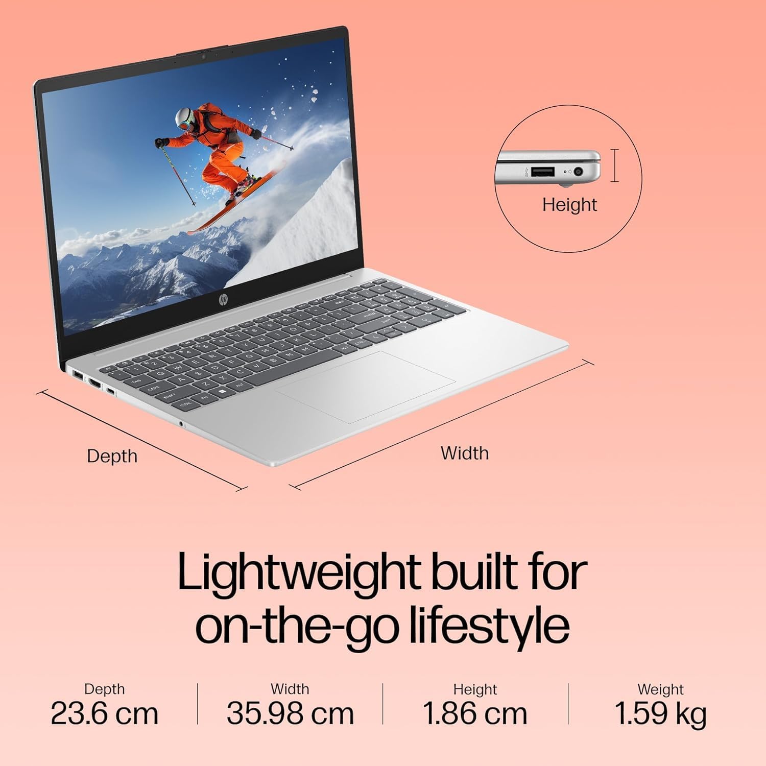 HP 15 (2026), AMD Ryzen 7 Octa Core 7730U - (16 GB/512 GB SSD/AMD Radeon Graphics/Windows 11 Pro) Thin and Light Business Laptop/15.6" FHD Display/Backlit + Fingerprint/Silver/1.5kg/MS Office - Image 7