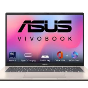 ASUS Vivobook 14 (2026),Intel Core Ultra 5 225H, Intel iGPU,16GB RAM,1TB SSD,FHD+,14"(35.5 cm),Windows 11,M365 Basic(1 Year)* Office 2024, Platinum Gold, 1.46 Kg, X1407CA-LY1581WS,Thin & Light Laptop