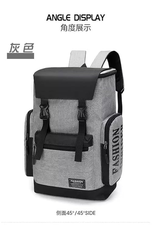 Waterproof Laptop Backpack for Men & Women, 15.6 Inch Laptop Bag, Oxford Fabric Travel Backpack with Multiple Pockets, College School Office Business Casual Daypack, Grey Black - Image 3