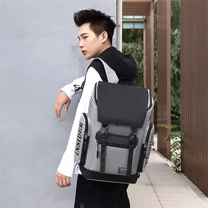 Waterproof Laptop Backpack for Men & Women, 15.6 Inch Laptop Bag, Oxford Fabric Travel Backpack with Multiple Pockets, College School Office Business Casual Daypack, Grey Black - Image 4