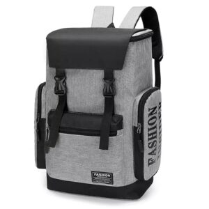 Waterproof Laptop Backpack for Men & Women, 15.6 Inch Laptop Bag, Oxford Fabric Travel Backpack with Multiple Pockets, College School Office Business Casual Daypack, Grey Black