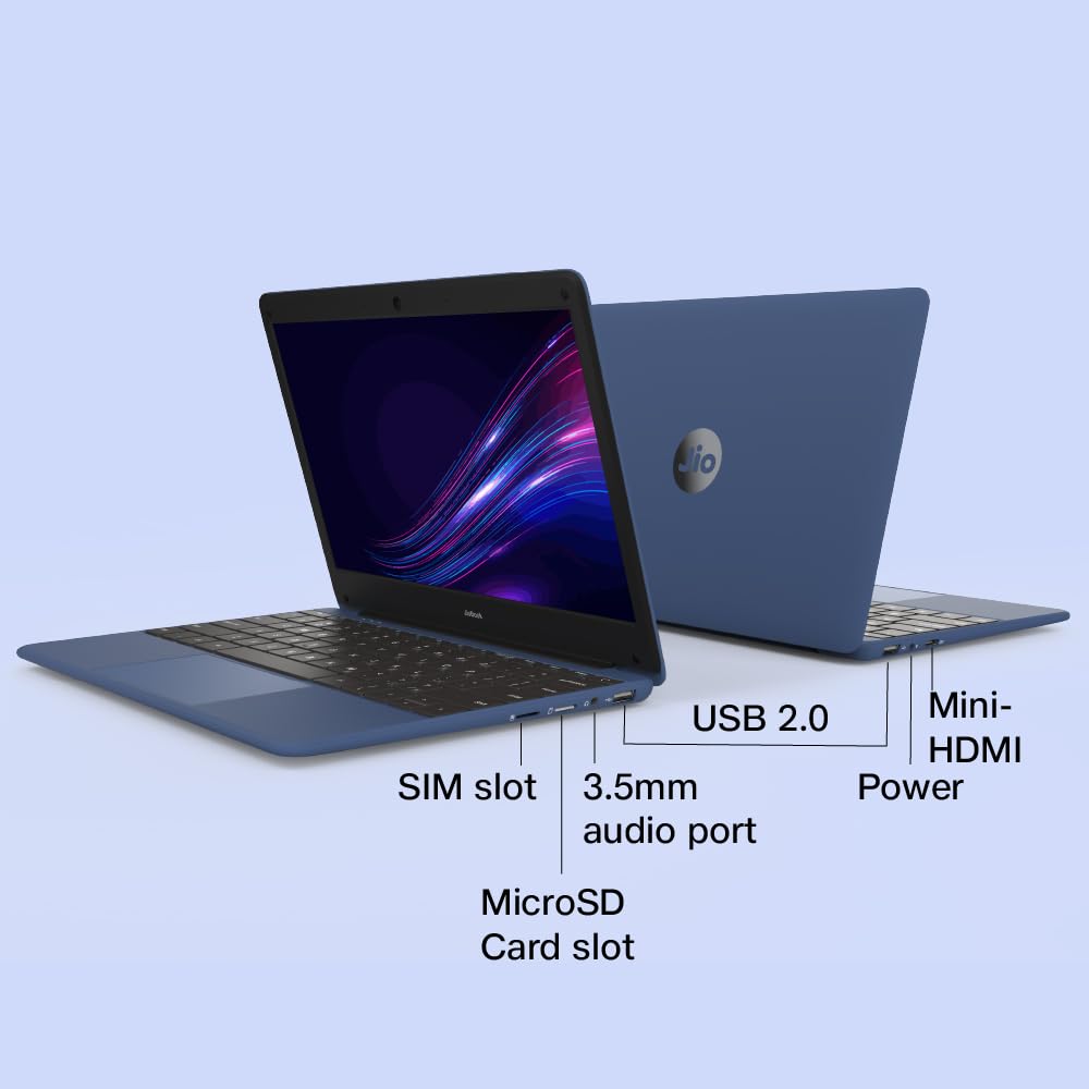 JioBook 11 with Lifetime Office | Android 4G Laptop Mediatek 8788 (JioOS) | Octa-core | 4GB RAM | 64 eMMC Storage | Thin and Light Laptop (11.6 inch, 990 Grams) | Dual Band WiFi + SIM | Blue - Image 8