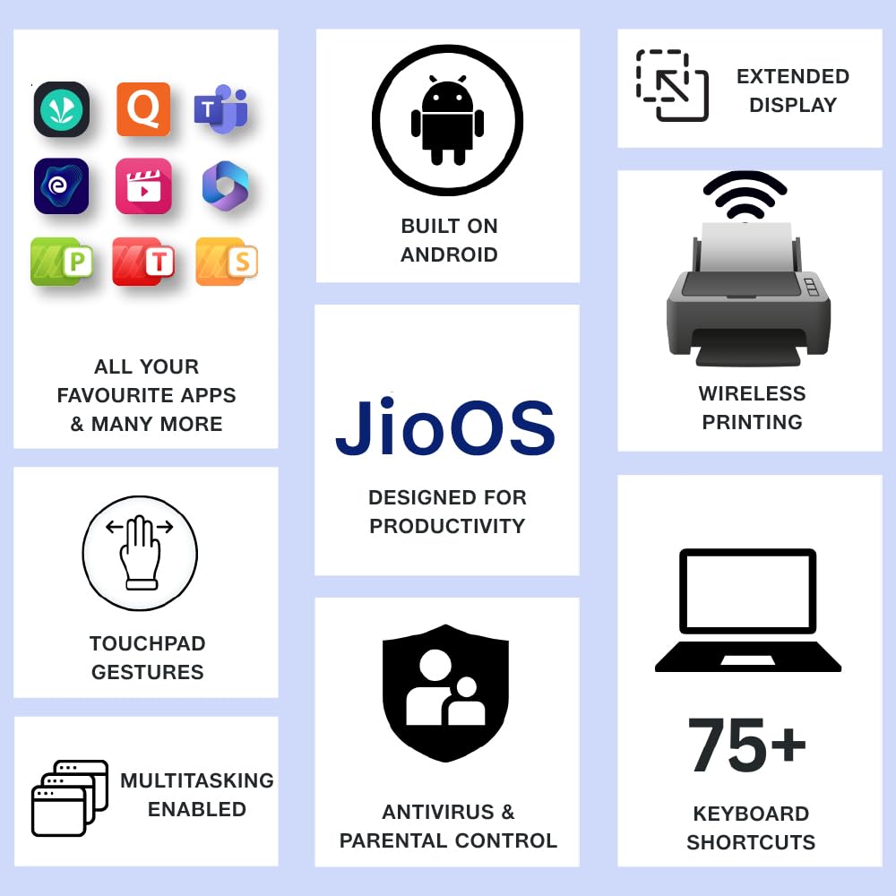 JioBook 11 with Lifetime Office | Android 4G Laptop Mediatek 8788 (JioOS) | Octa-core | 4GB RAM | 64 eMMC Storage | Thin and Light Laptop (11.6 inch, 990 Grams) | Dual Band WiFi + SIM | Blue - Image 2