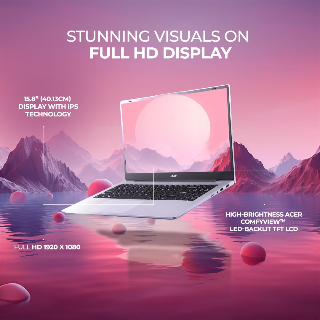 Acer Aspire, AMD Ryzen R5 7430U Processor, 16 GB RAM, 1TB SSD, Full HD IPS, 15.6''/39.62 cm, Windows 11 Home, Pure Silver, 1.79 kg, AS15-42, Backlit Keyboard, Thin and Light Laptop - Image 3