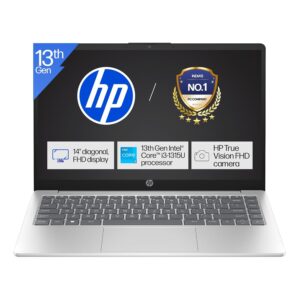 HP 14 Laptop, 13th Gen Intel Core i3-1315U (8GB DDR4, 512GB SSD) FHD, Anti-Glare, Micro-Edge, 14''/35.6cm, Win11, M365 Basic(1yr)* Office24, Silver, 1.4kg, ep0343TU, FHD Camera w/Shutter